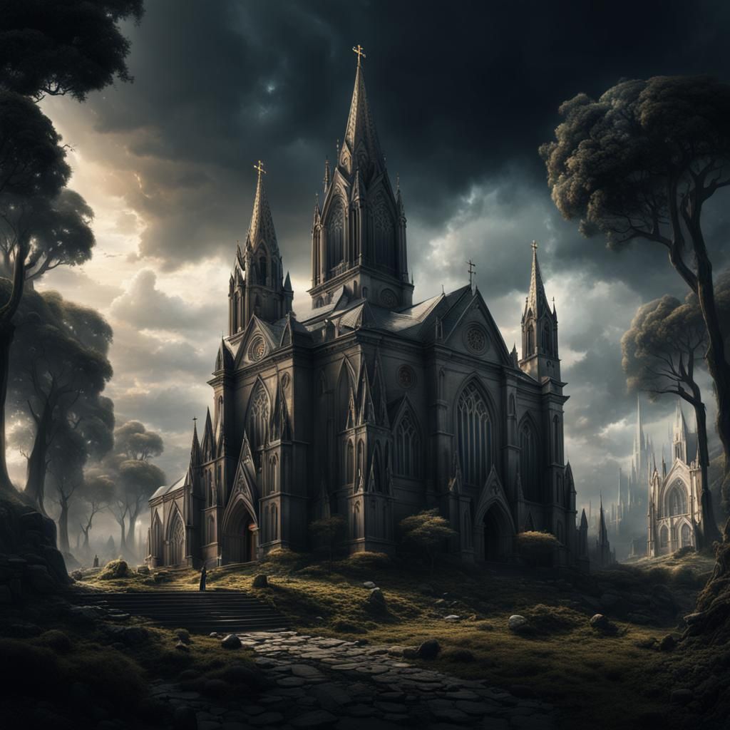 Dramatic Church Scene in Digital Matte Painting