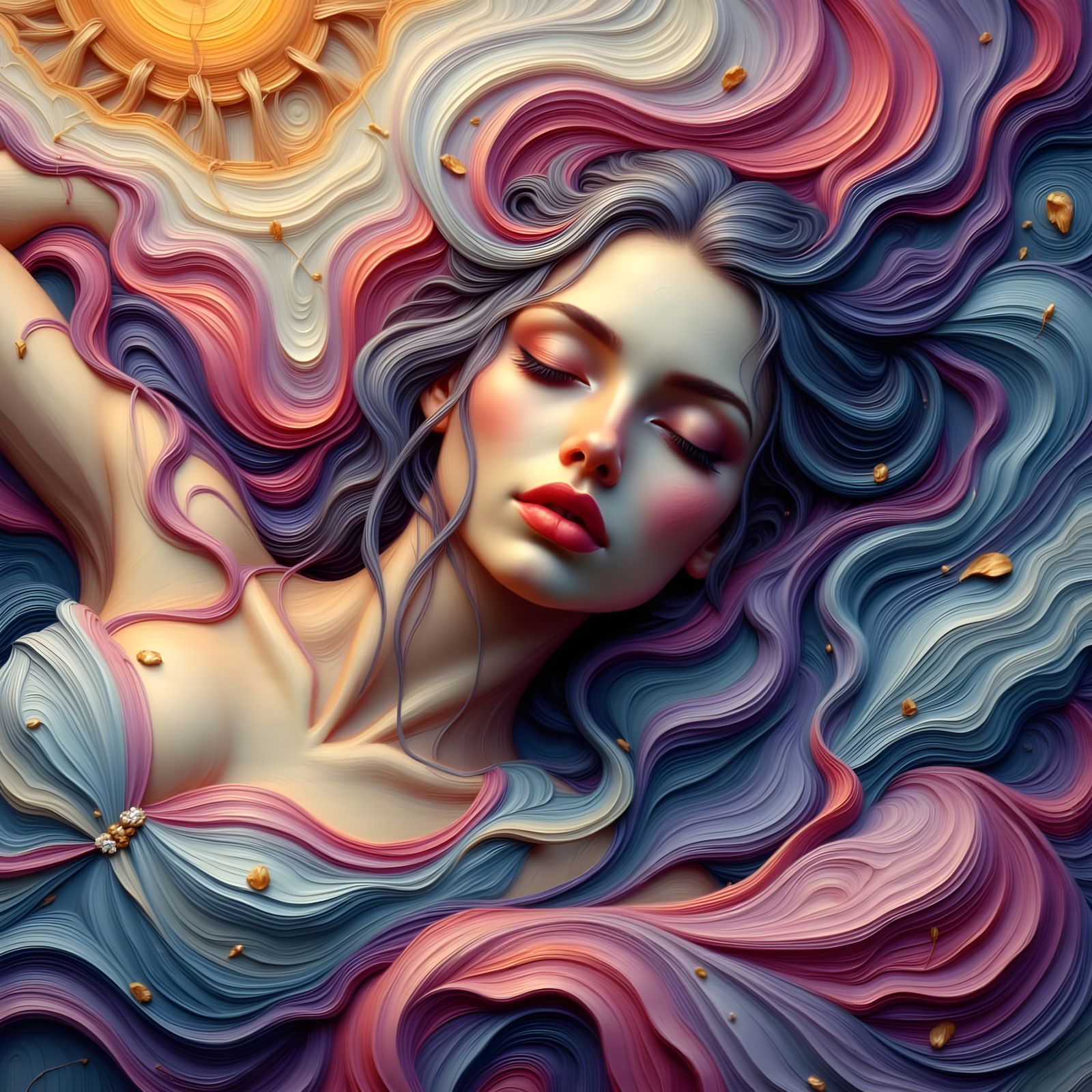 Dreaming Woman in Ethereal Impressionistic Style