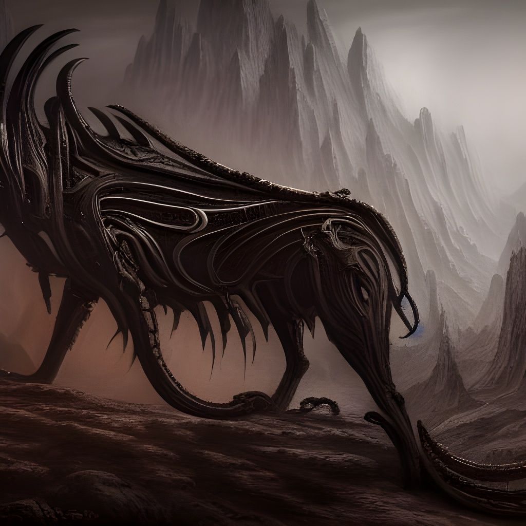 Biomechanical Wolf in Giger Style
