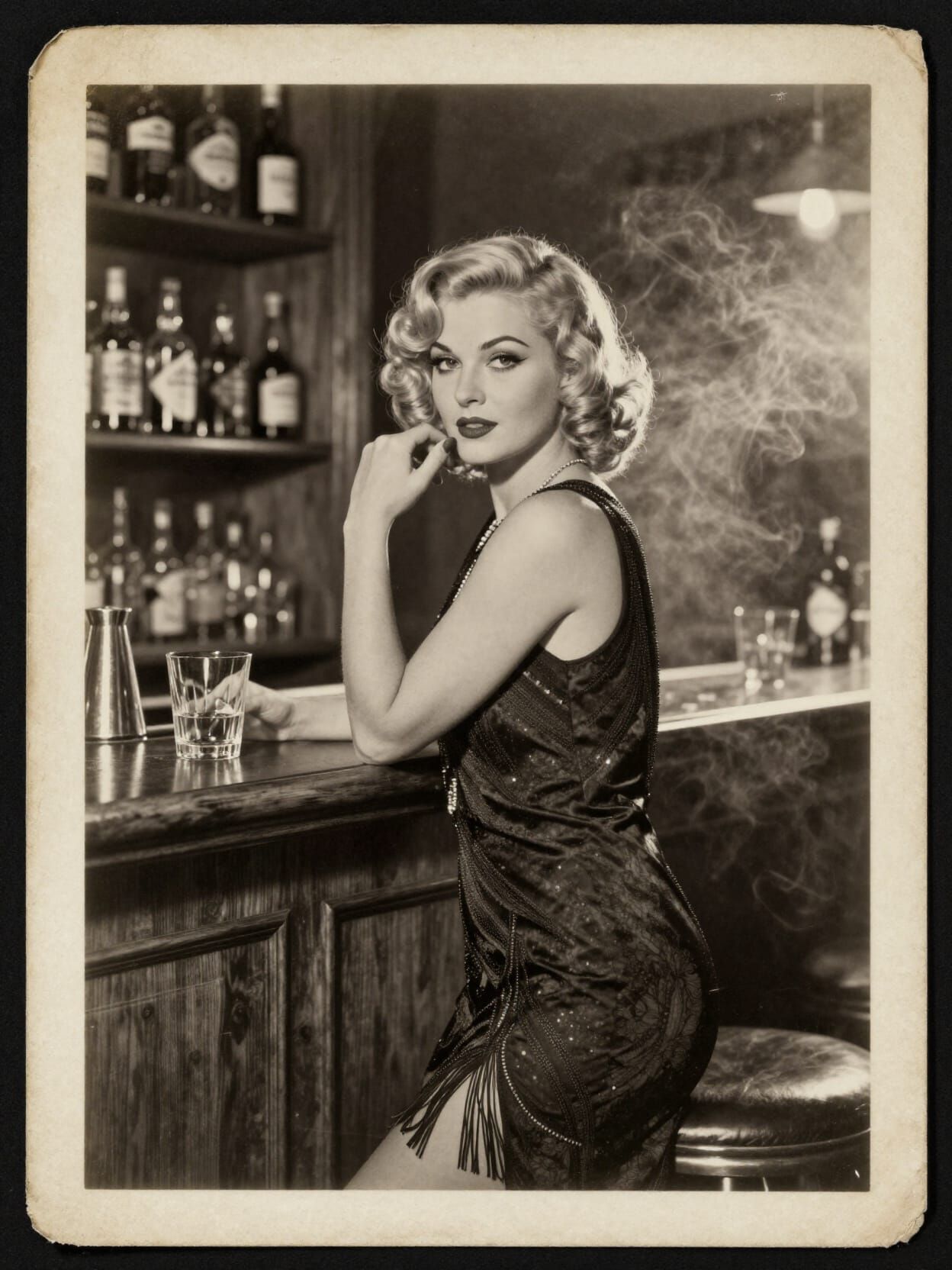 1920s Whiskey Bar Scene with Elegant Blonde Woman
