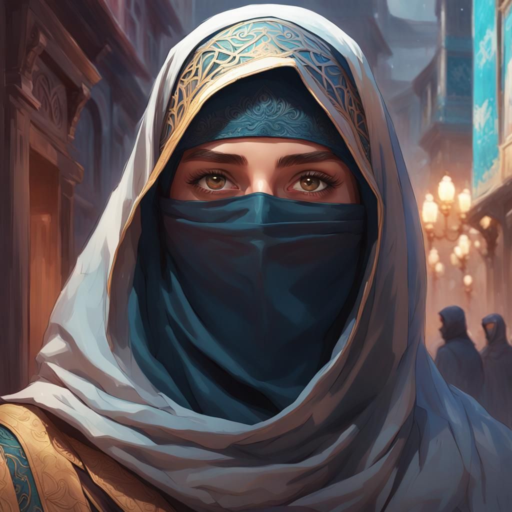 Girl in Niqab: Hyperdetailed Portrait