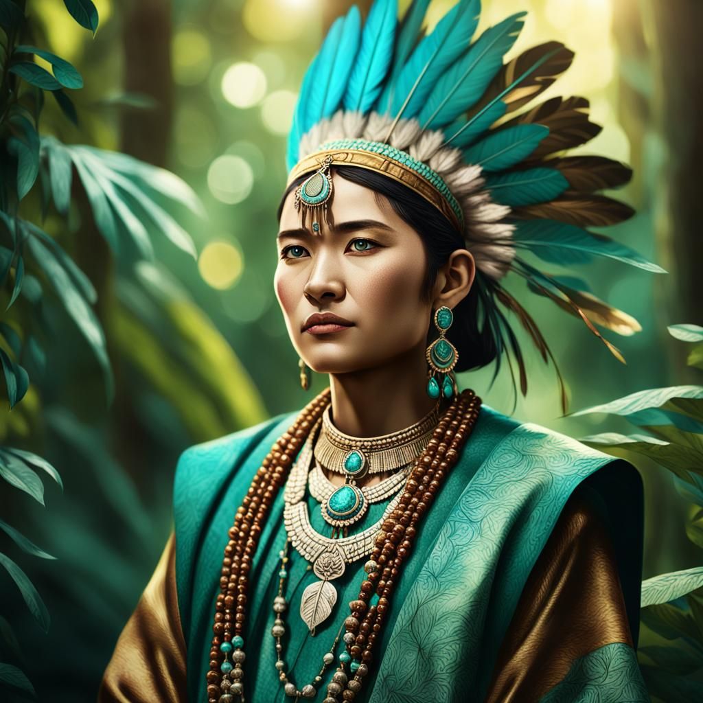 Proud Atztekai Person Amidst Lush Greenery