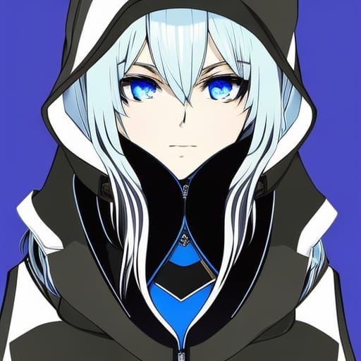 Anime Gamer Girl with Hoodie and Scarf