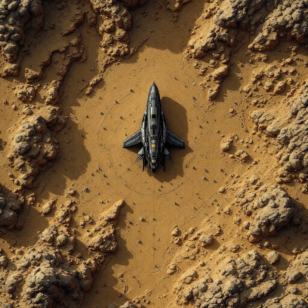 generate a 2d game map for the area around a large landed sp...