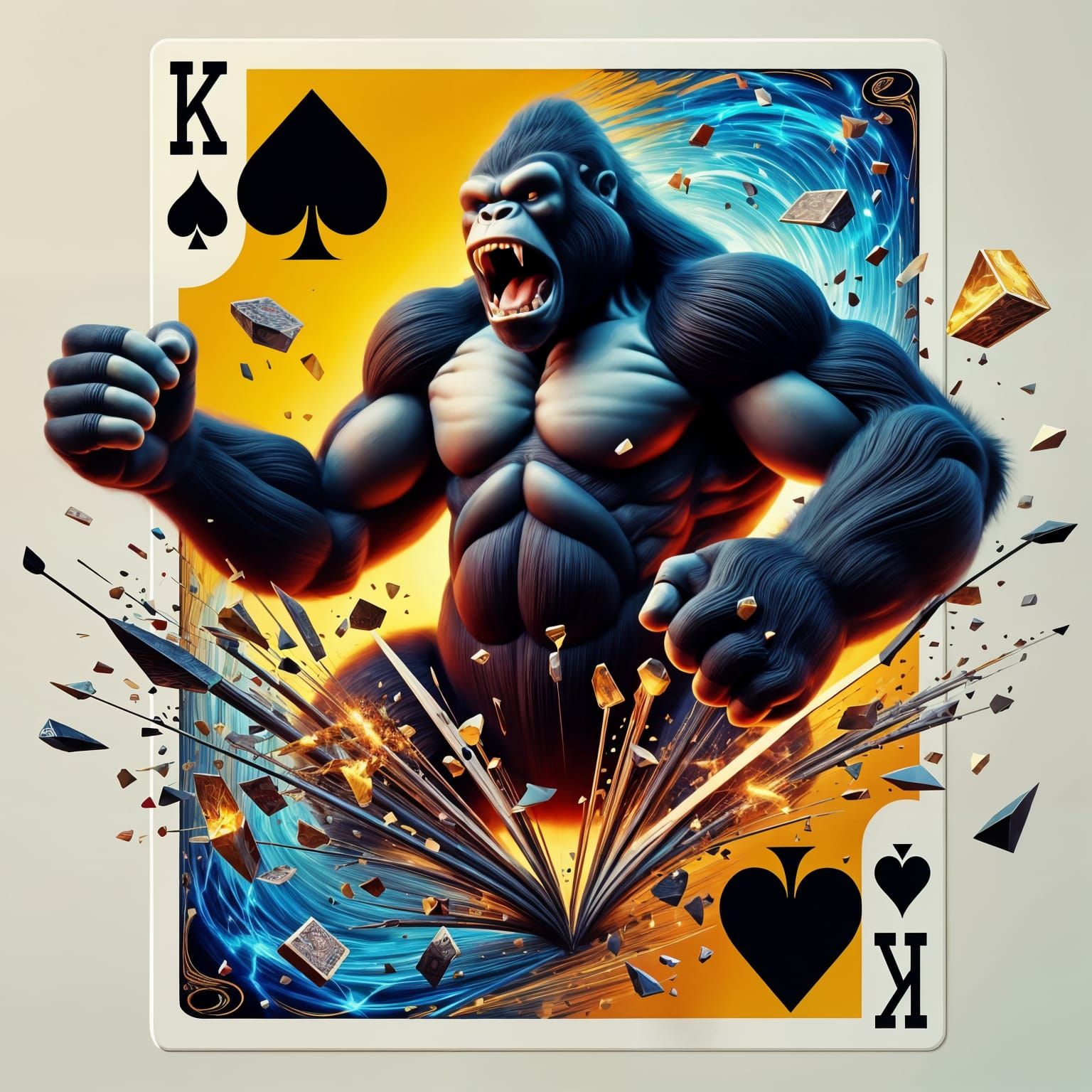 King Kong Rips Through a Vibrant Playing Card Scene in Cyber...