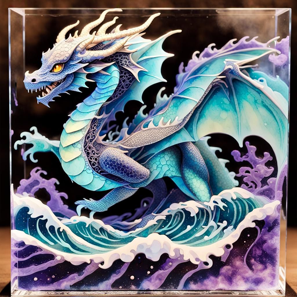 Holographic Dragon in Space as Digital Art