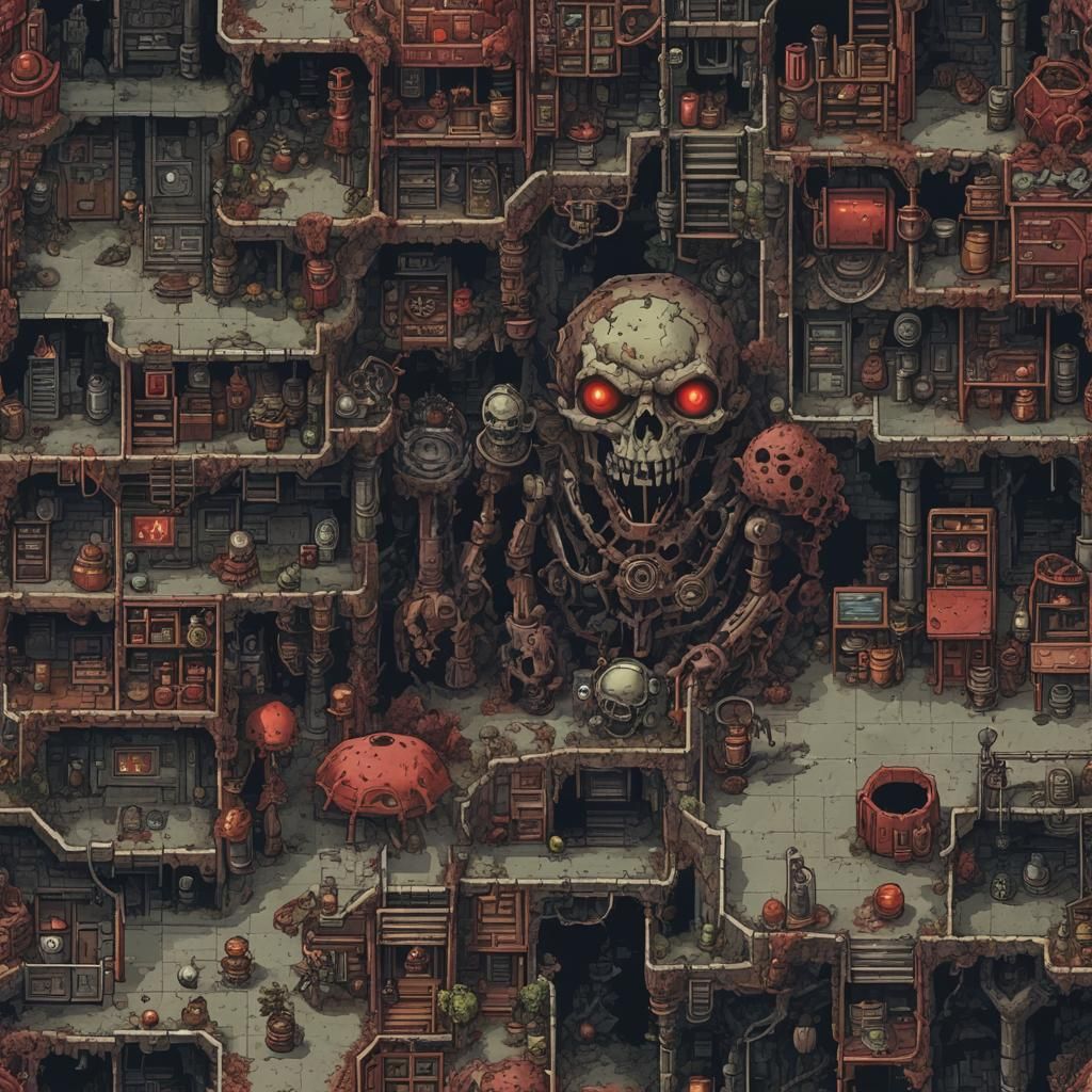 Pixel Horror Tileset in Red-Hued Corrosion
