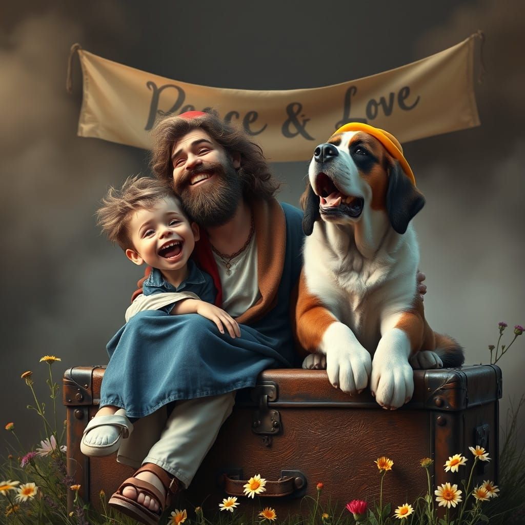 Whimsical Jesuschrist in a Fantastical Setting with a St Ber...