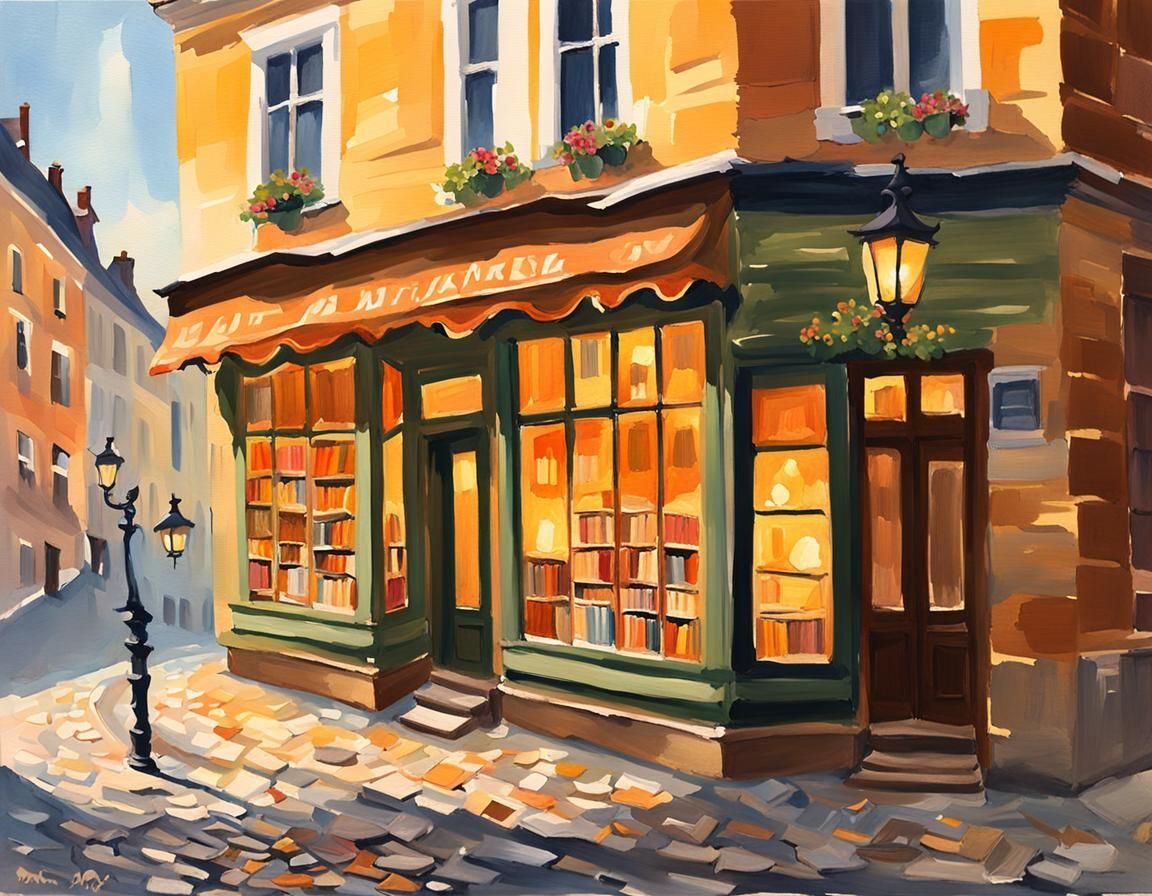 Whimsical Austrian bookshop storefront