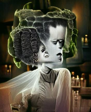 Bride of Frankenstein Portrait in Black and White