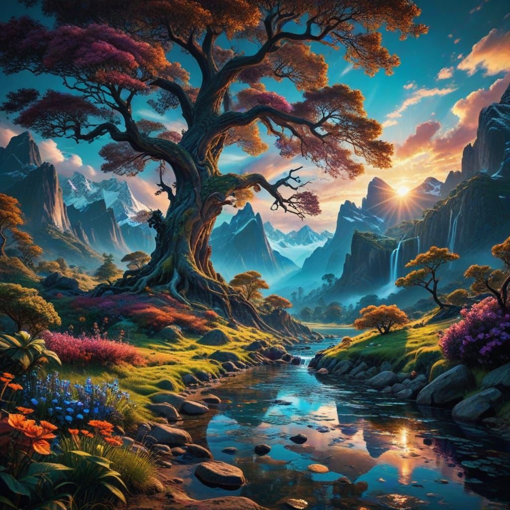 Psychedelic Otherworldly Landscape in Dynamic Lighting