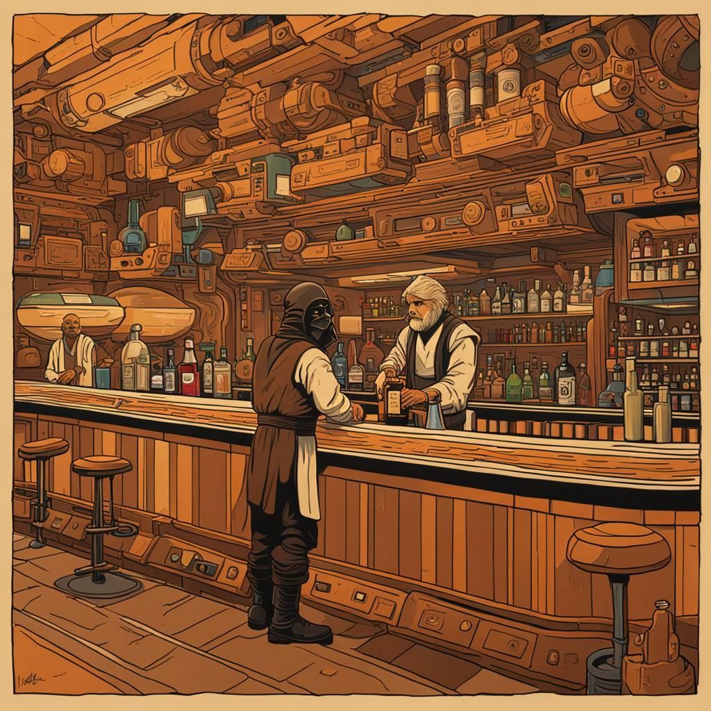 Tatooine Cantina Bartender in Abstract Style