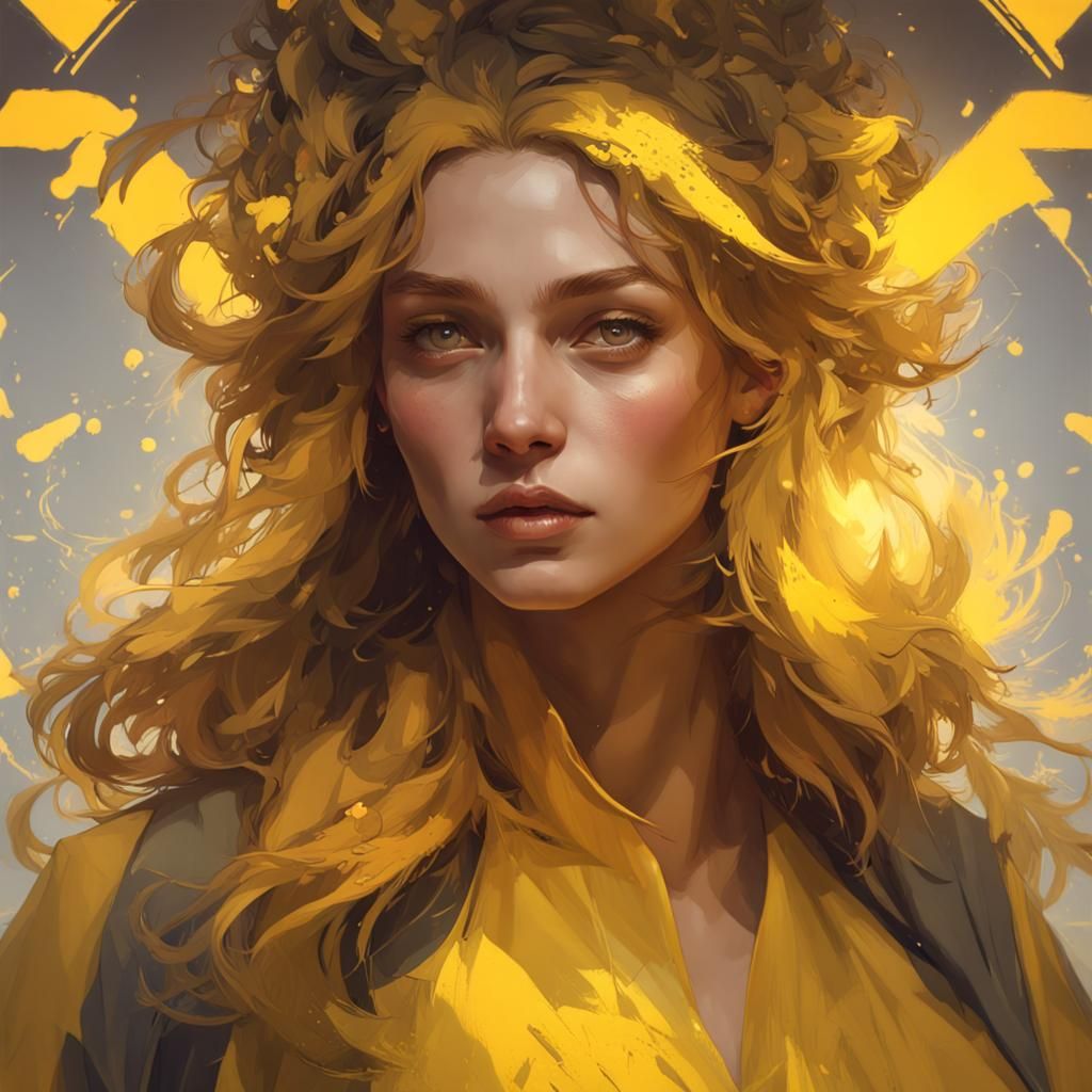Yellow Portrait in Hyperdetailed Concept Art Style