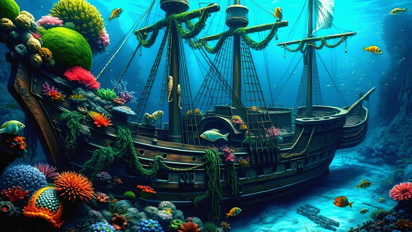 Sunken Pirate Ship: Underwater Fantasy Realism