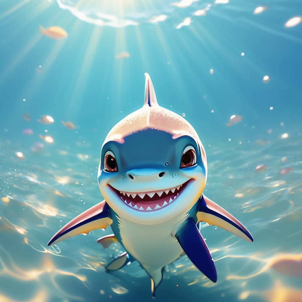 Cute Baby Shark in Manga Style