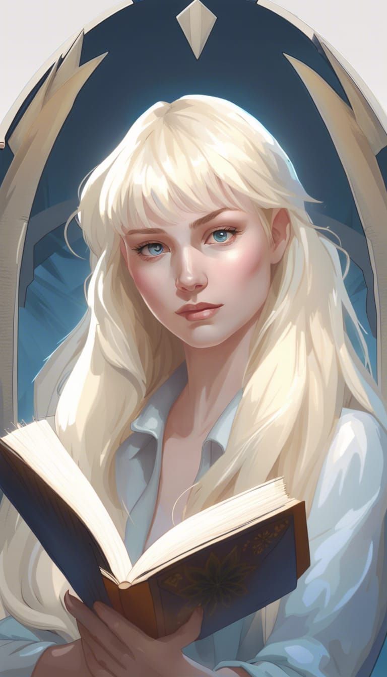 Detailed Portrait of Girl Reading, Hyperdetailed Art