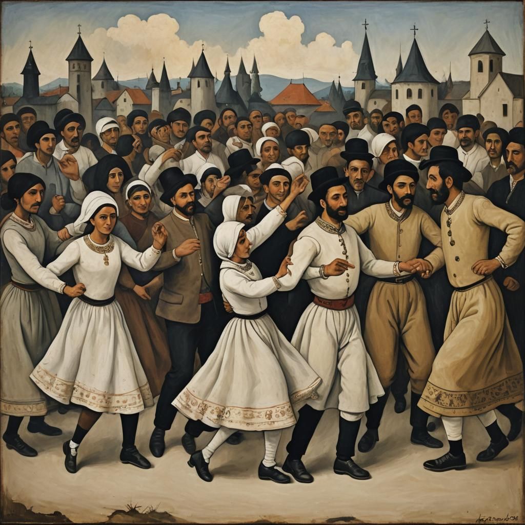 Georgians Dancing: A Naive Art Painting