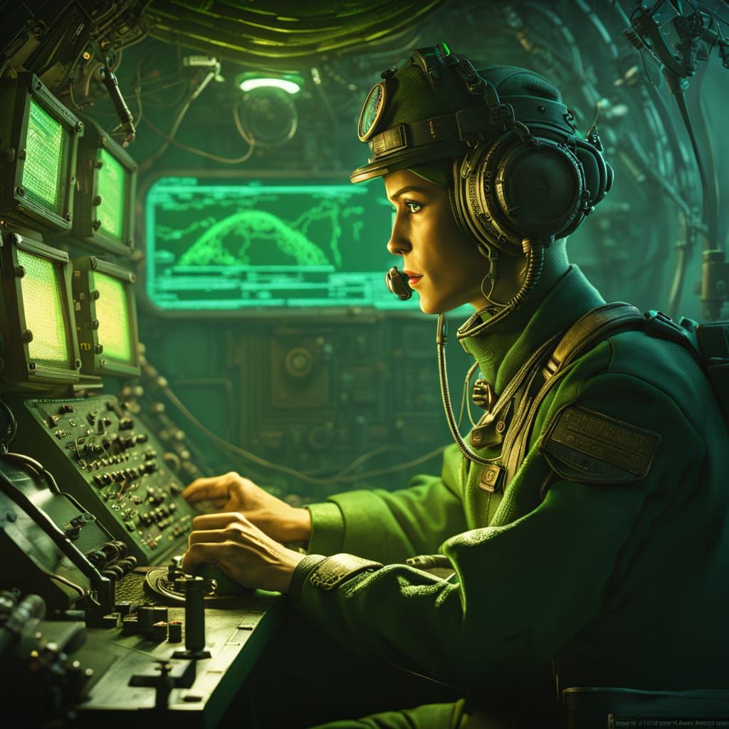 Dieselpunk Sonar Operator in Mysterious Submarine Environmen...