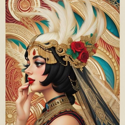 Art Deco Figure in Detailed Photorealistic Style