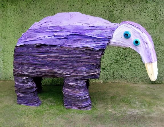 Papier Mache Anteater Sculpture in Abstract Style