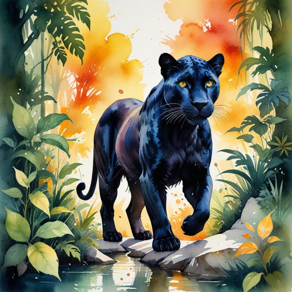 Urban Panther Sundown: A Fusion of Nature and Concrete