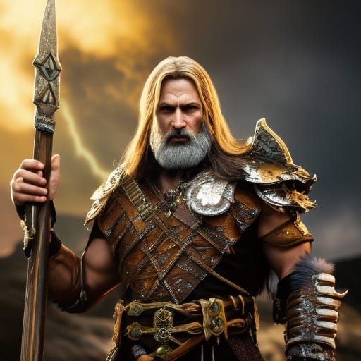 Viking Druid in Runed Armor with Magic Waves