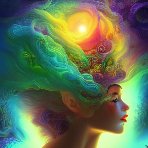 Ethereal Creature Dancing on Floating Island