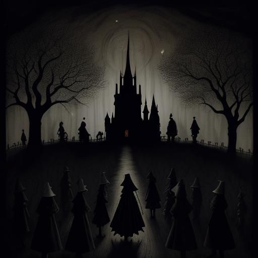 Eerie Nursery Rhyme Illustration in Pen and Ink Style