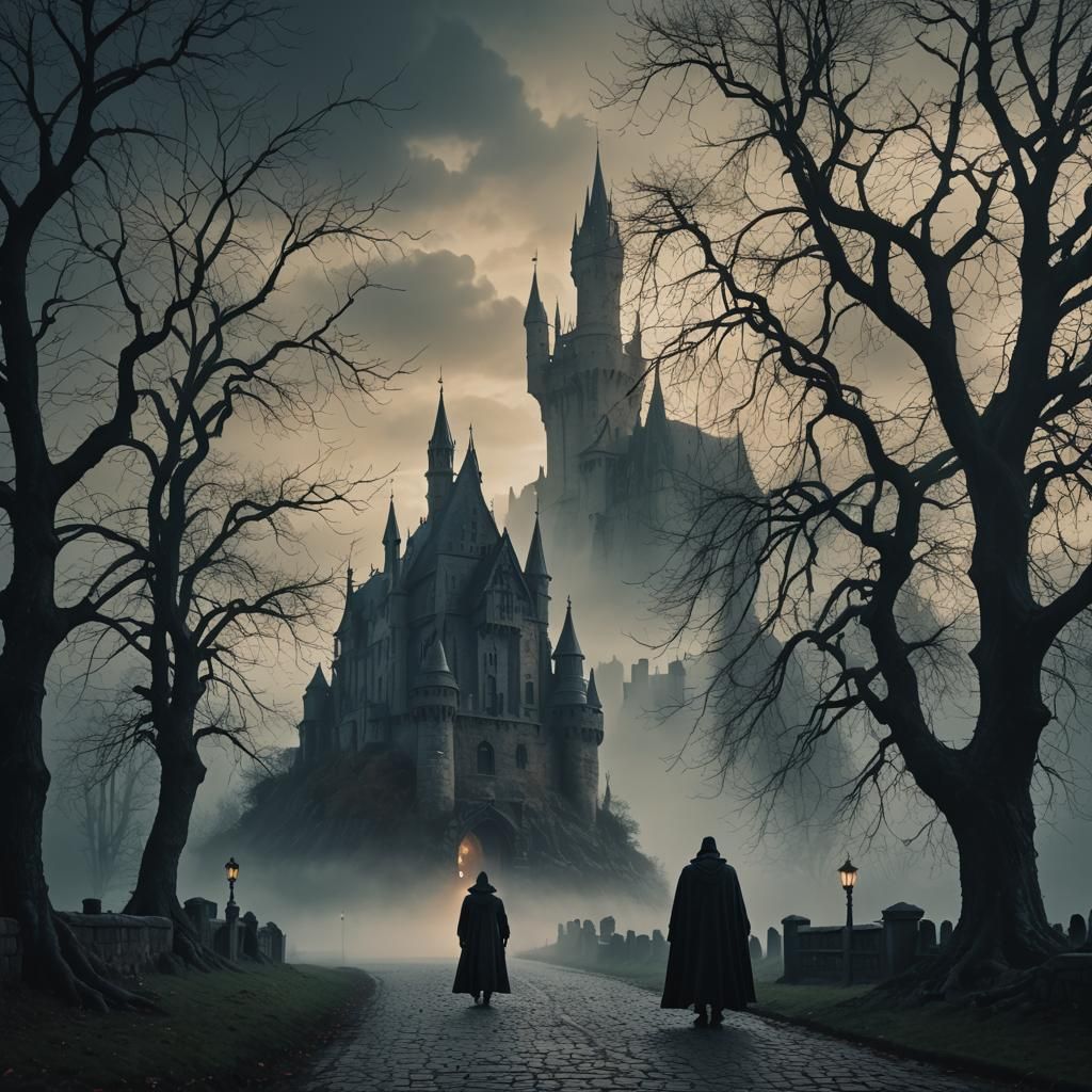 Gothic Castle Shrouded in Mist: Digital Matte Painting
