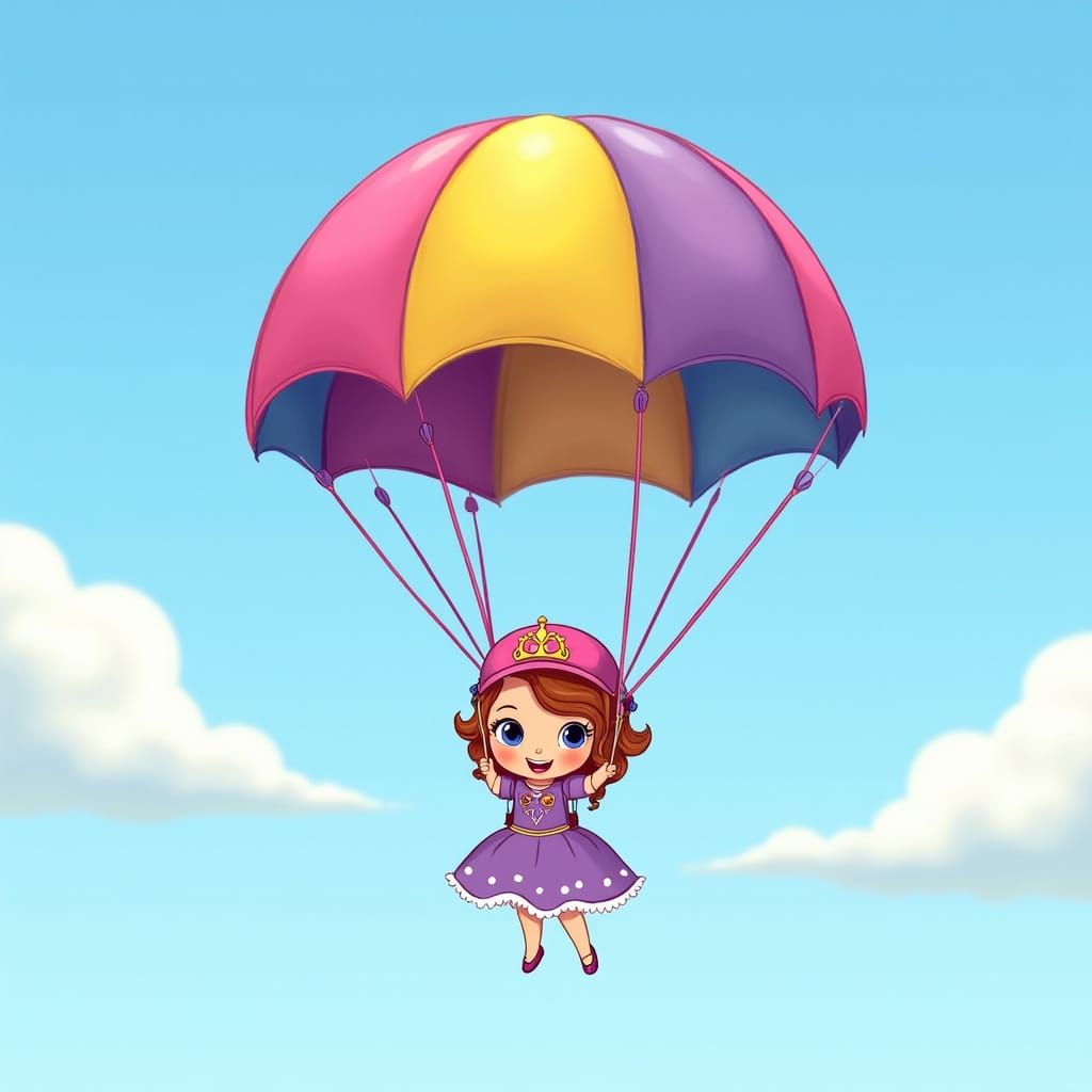 Sofia the First Paragliding in Whimsical Style