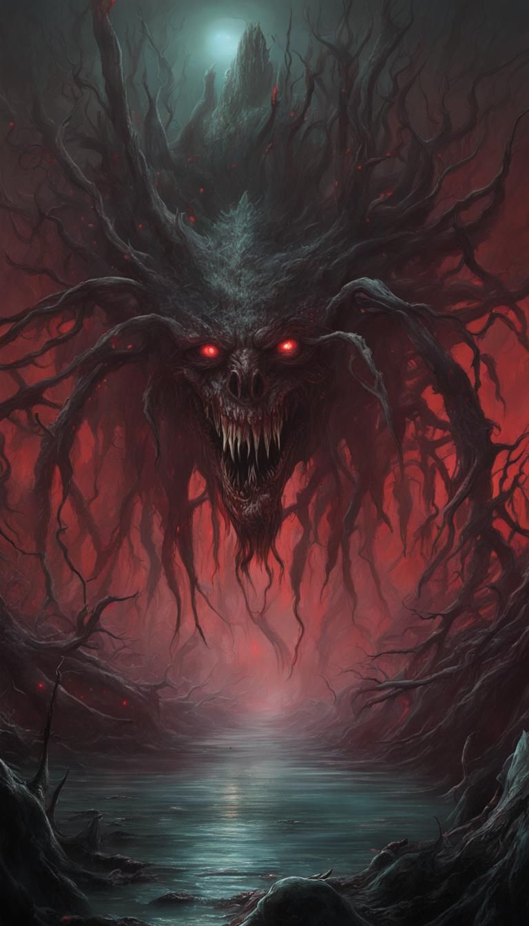 Horror Abyss Creature with Bioluminescence