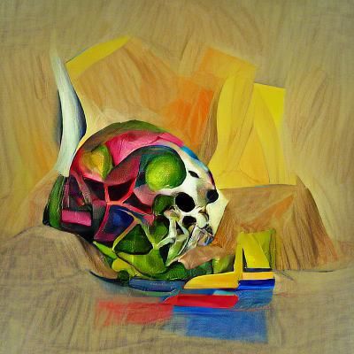 Abstract Still Life of a Human Skull
