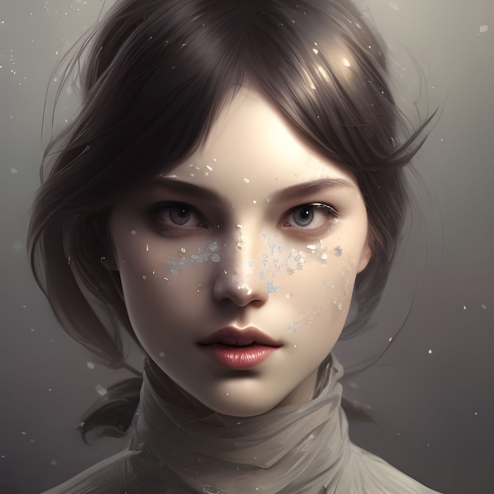 Snowflake Portrait in Art Nouveau Style