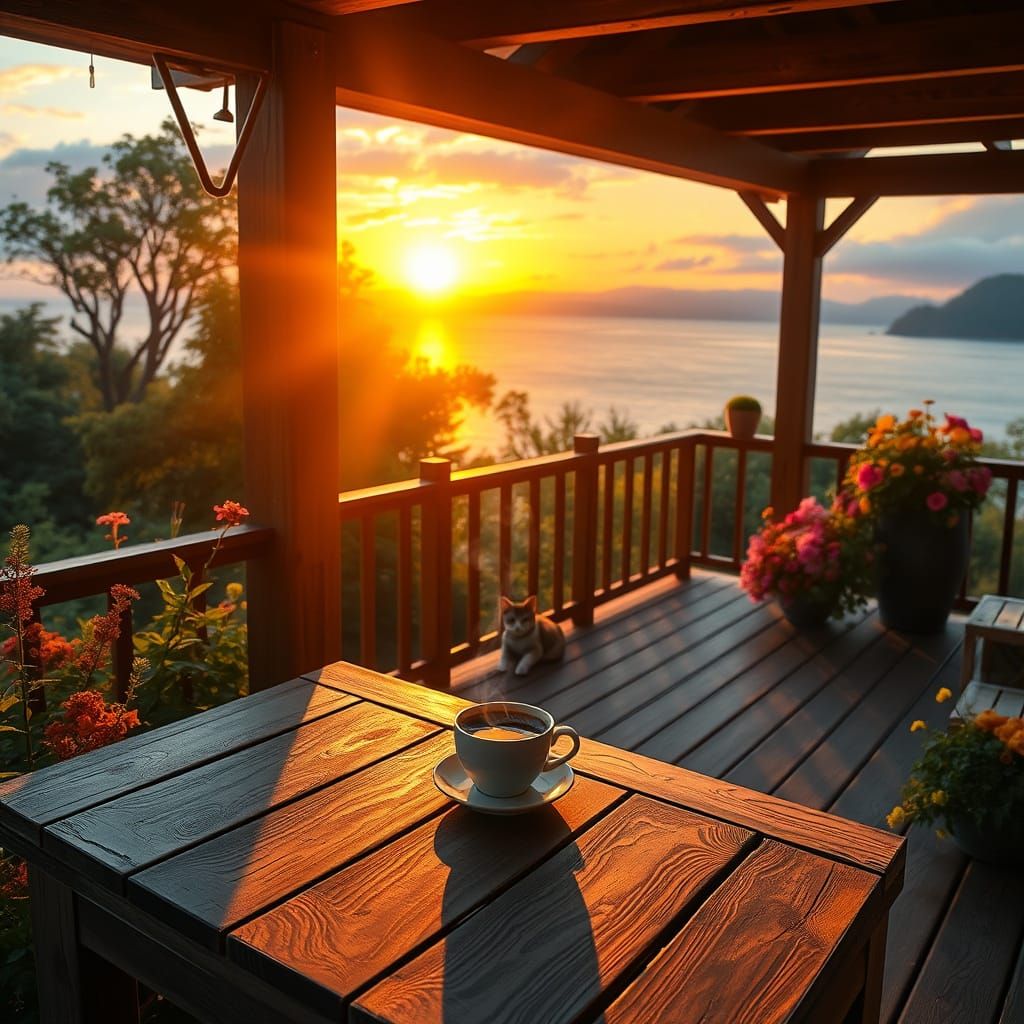 Cozy Morning on a Serene Lake Shore