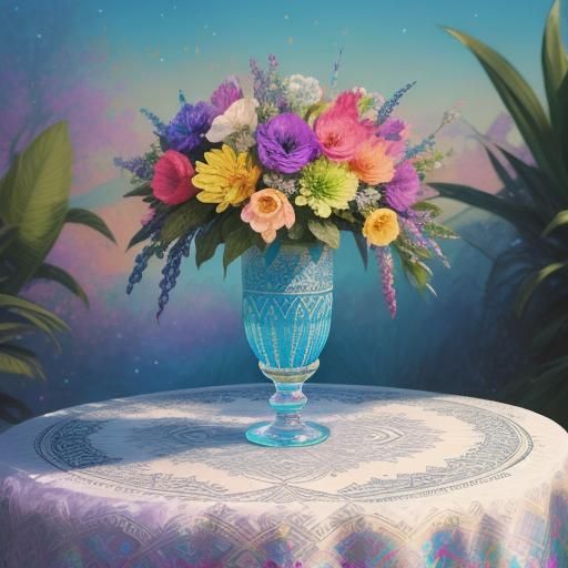 Bohemian Wineglass with Iridescent Colors, Hyperrealistic Im...