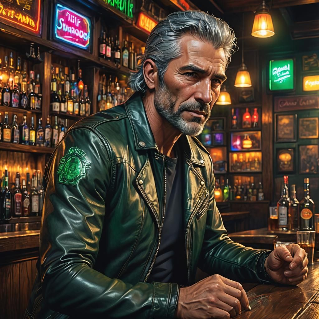 Fantasy Bar Scene with Mysterious Man