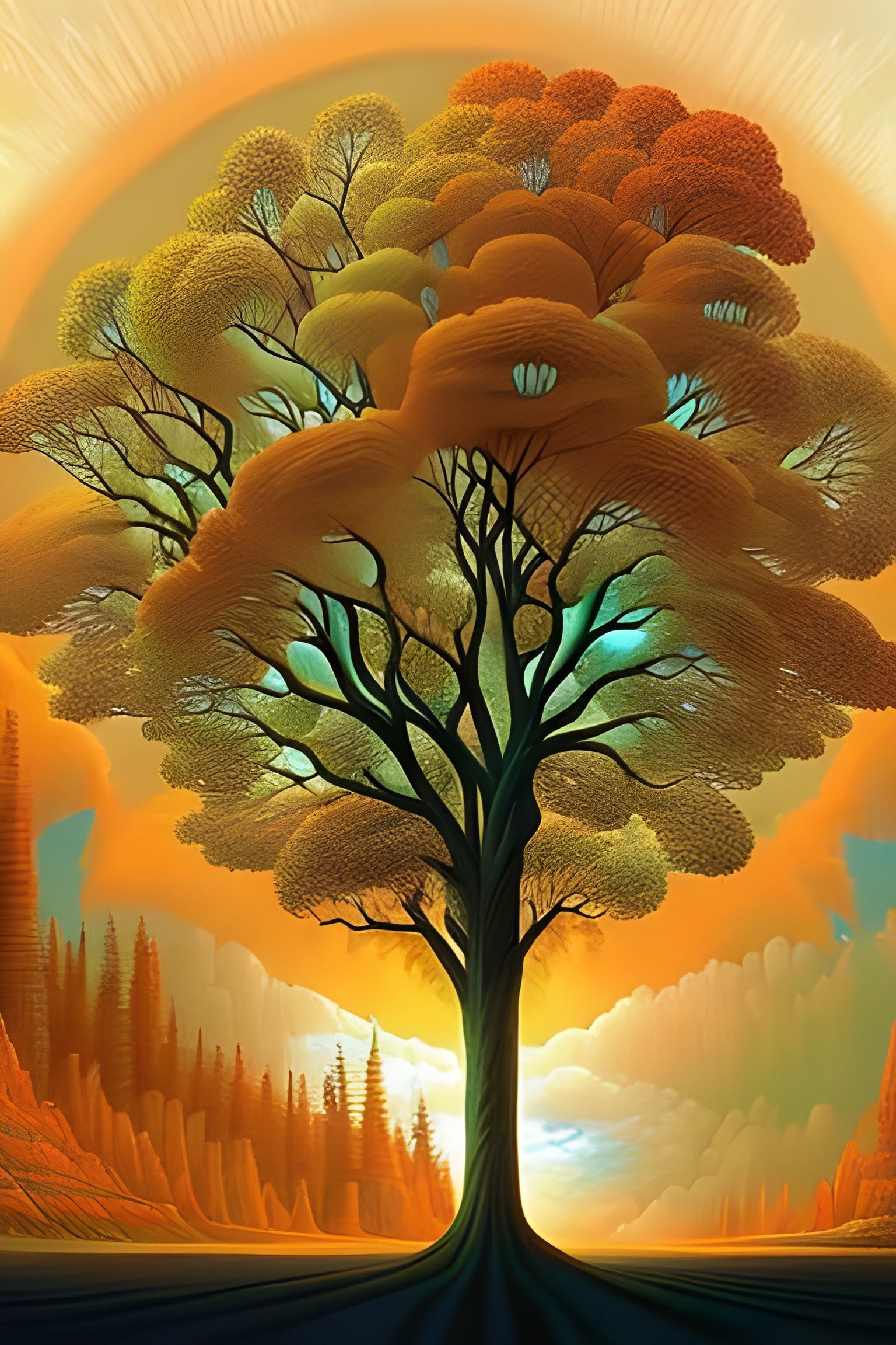 Colorful Nebula in Kinetic Pointillism Style