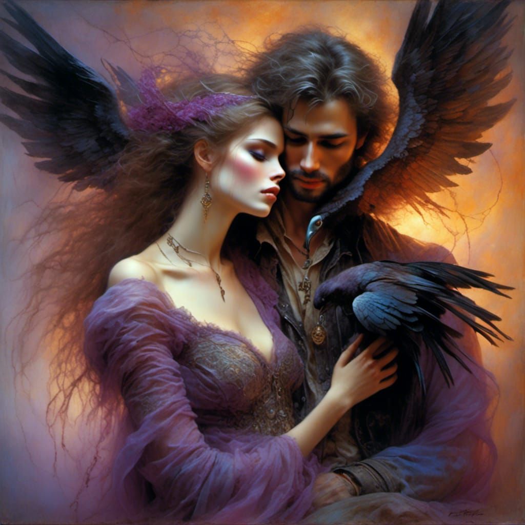 Man Embracing Death in Romantic Style