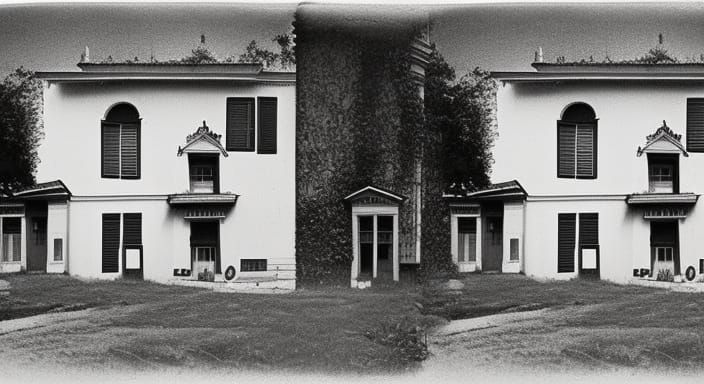 Stereoscopic Photograph of an Old House