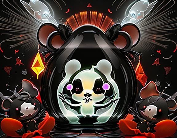 Bioluminescent Chibi Ghost Mouse in Digital Art