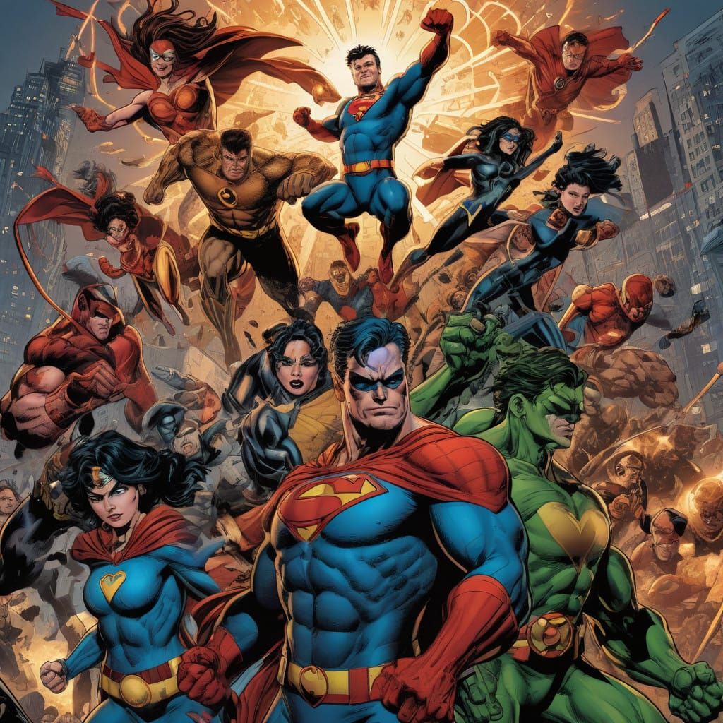 Heroes Unite in Epic Comic Book Art