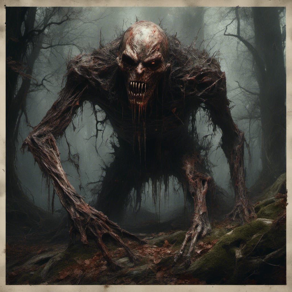 Creepy Pale Monster in Dark Forest