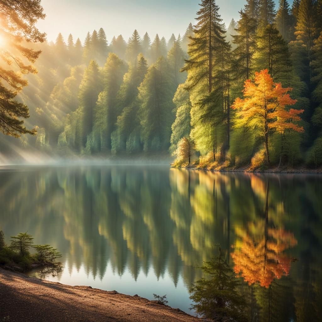 Serene Lake Landscape Photography in Vivid Colors