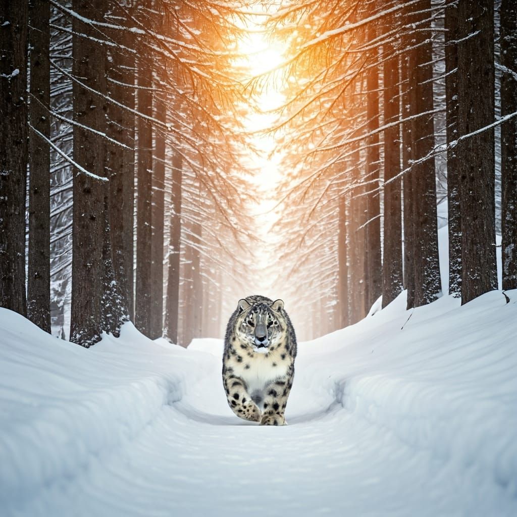 Snow Leopard in Winter Landscape: Professional Photography