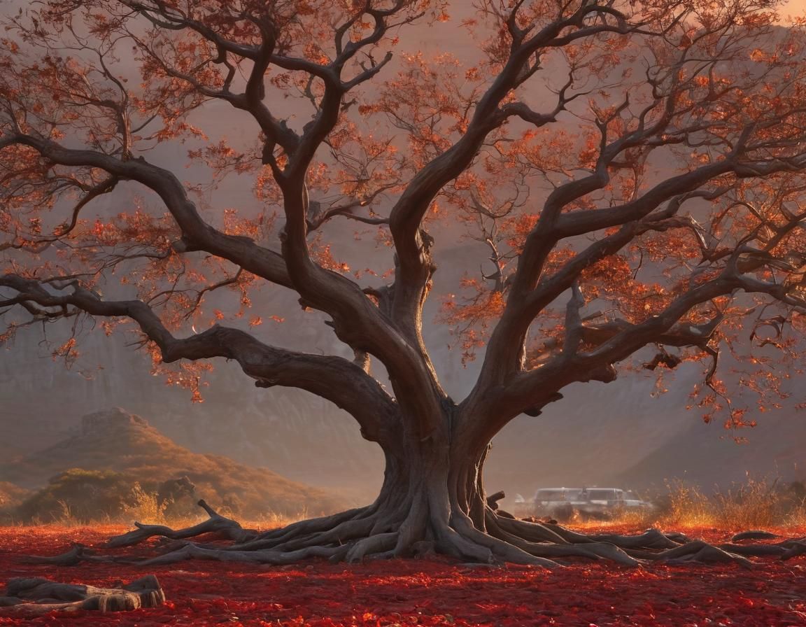 Table Mountain Sunset with Autumn Leaves, Fine Art