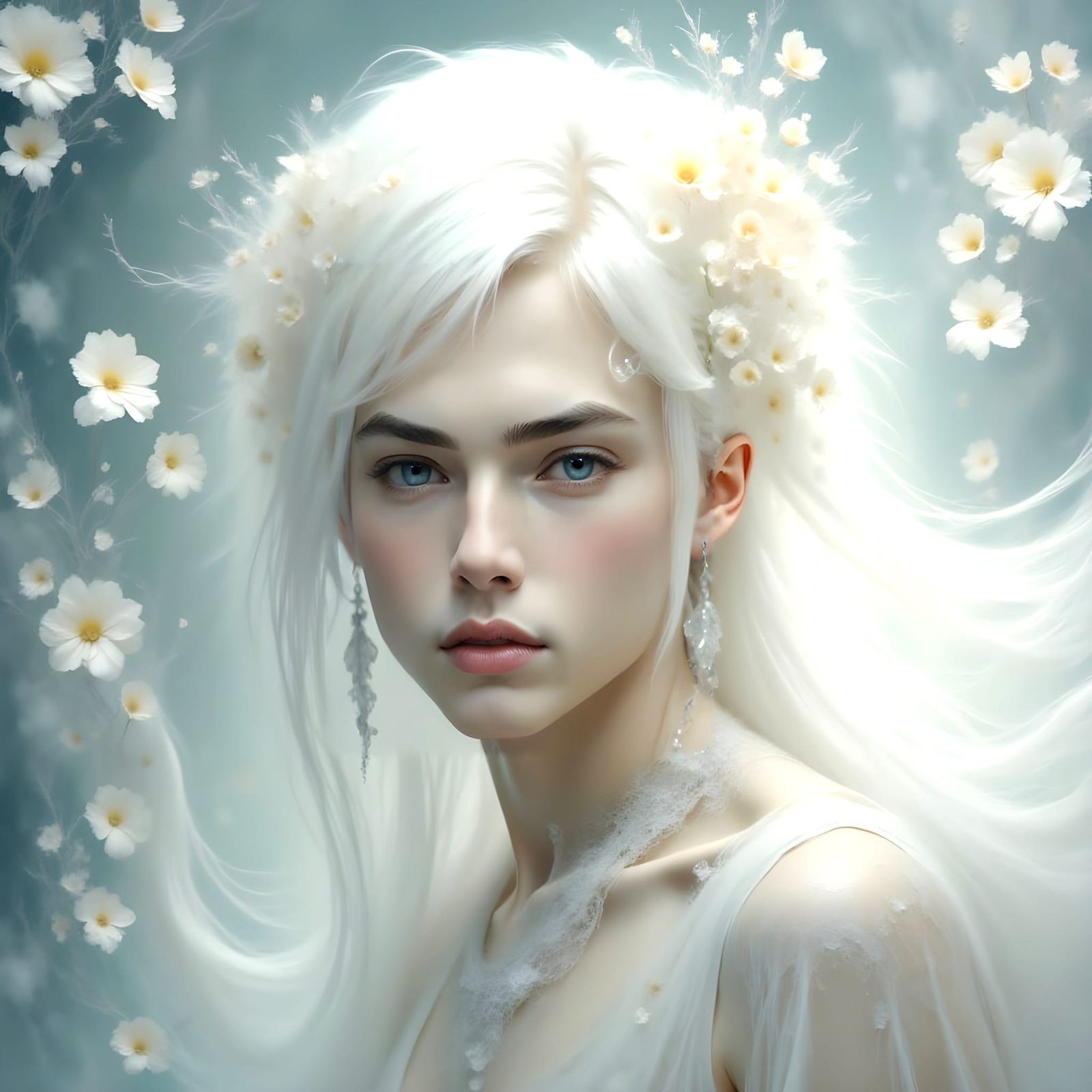 Ethereal Portrait of a Young Man in Soft Pastel Colors