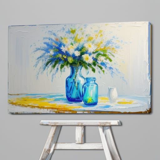 Neo-Impressionist White Still Life with Textured Oil Paint