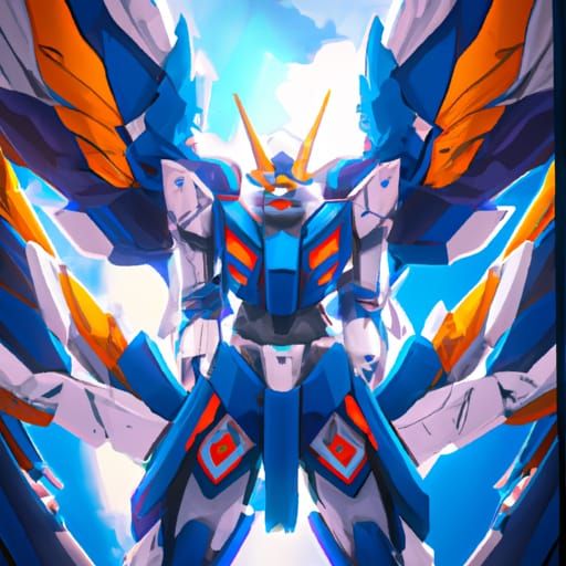 Sci-Fi Gundam Mech with Wings: Digital Matte Painting