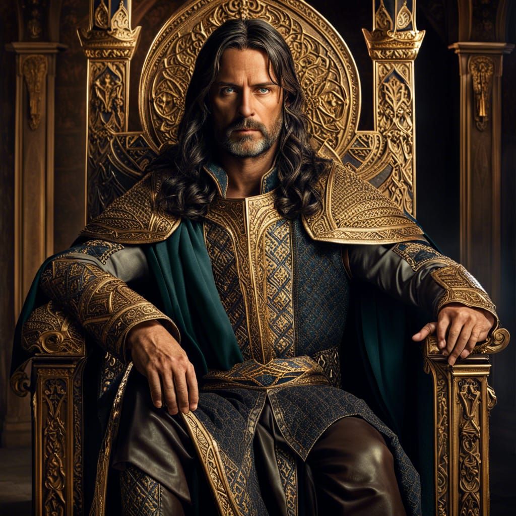 Medieval King on Throne in Cinematic HDR Style