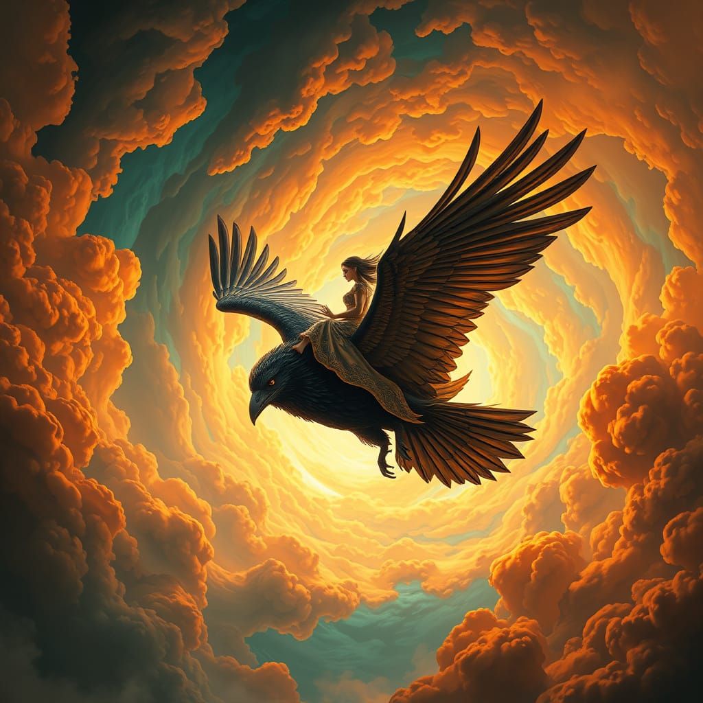 Ethereal Flight through Vibrant Celestial Vortex